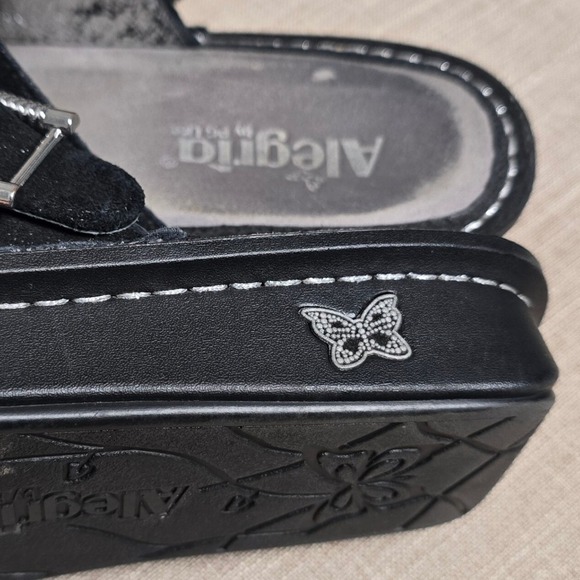Alegria PG Lite Womens Size 37 US 7 Slide Sandals Adjustable Buckle Black Thong - Picture 10 of 10